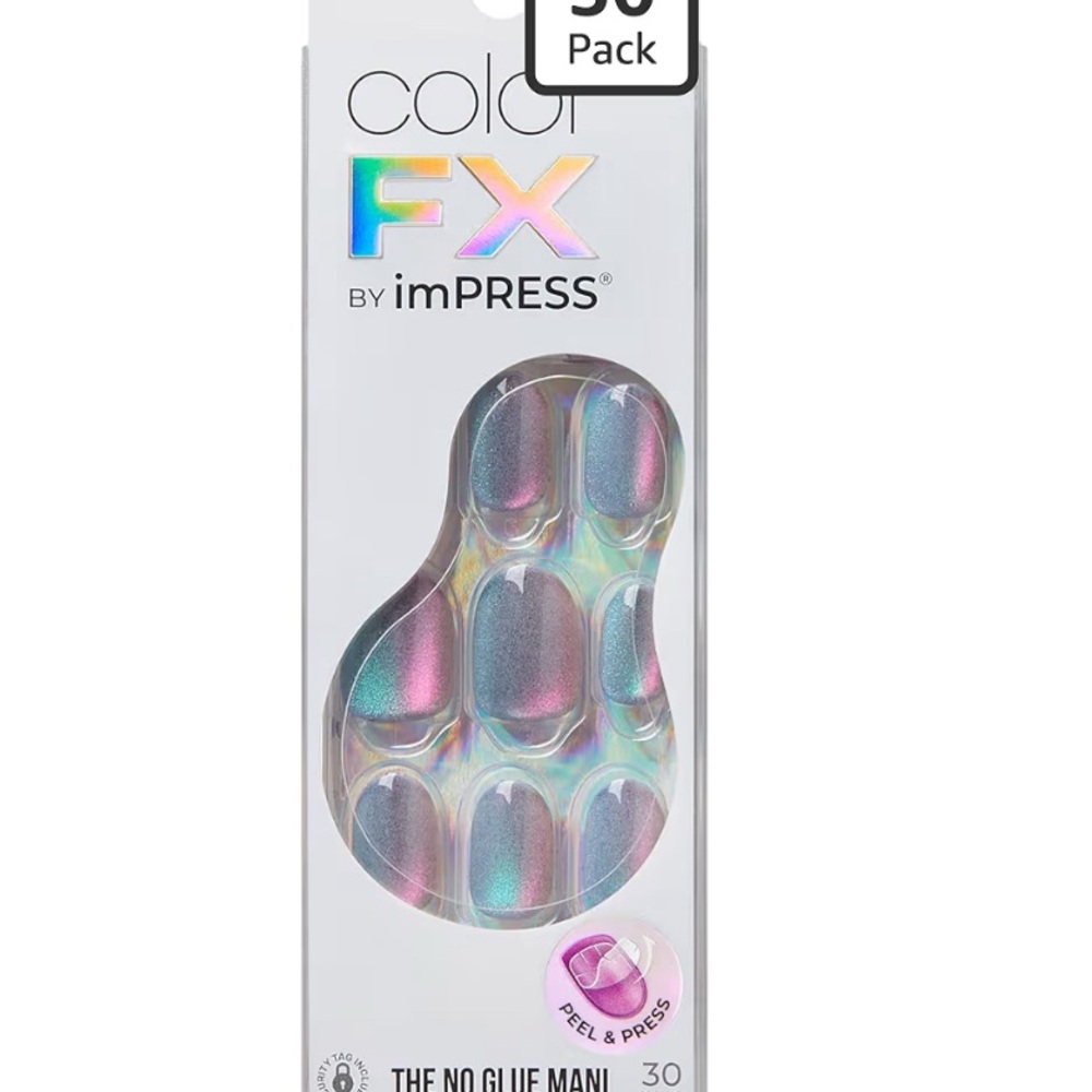 imPRESS Color FX Holographic Press-On Nails — Iridescent Blue Pink Purple Green